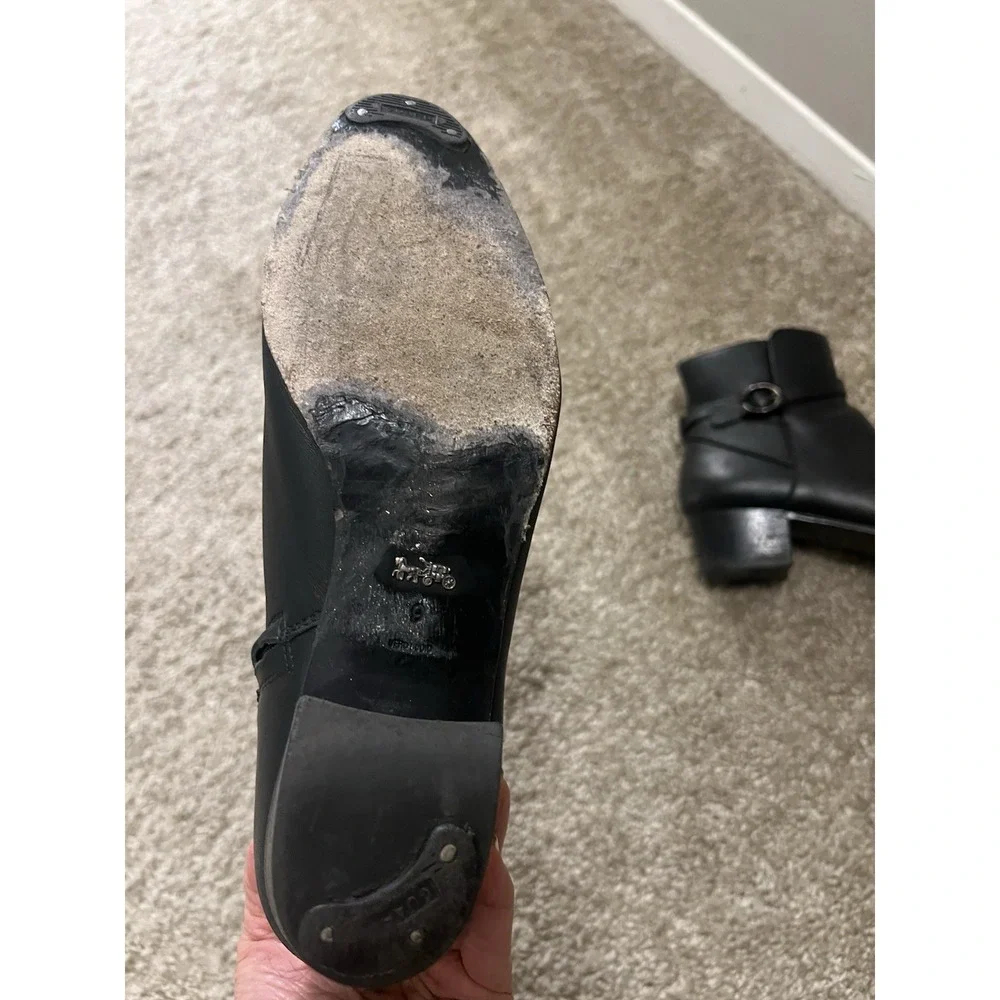 Coach Women's Chrystie Bootie Black Leather Ankle Heeled Size 9